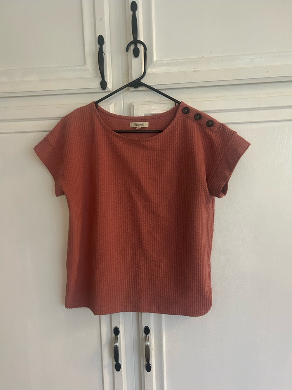 Madewell Rust Button-Shoulder Short Sleeve Top
NWOT